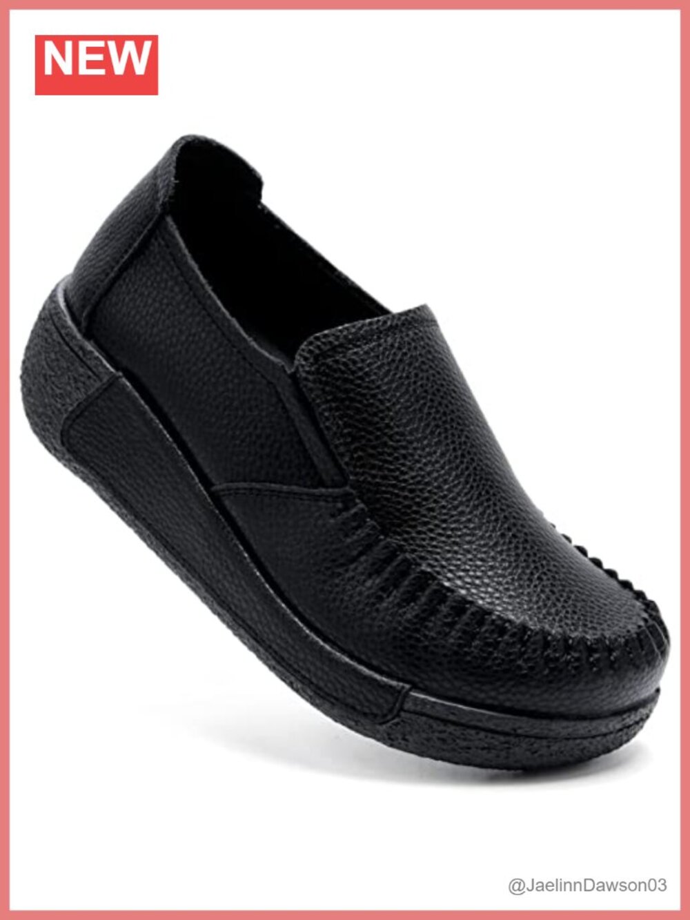 Women's Genuine Leather Platform Loafers Slip On Comfort Work Shoes